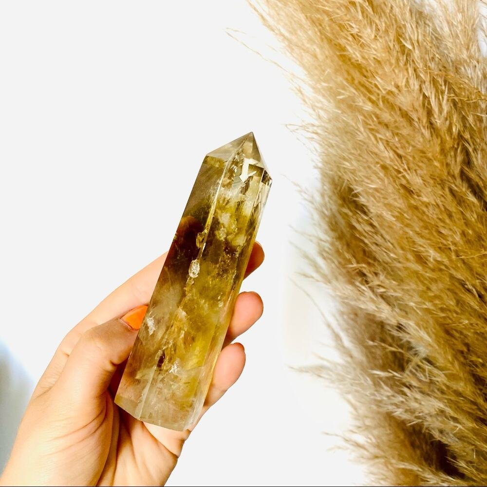 Citrine Polished Genuine 5” Crystal Point Boho Gypsy Meditation Yoga Gemstone